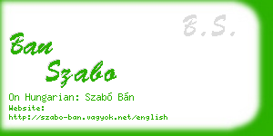 ban szabo business card